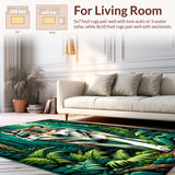 Ultra Soft Area Rug, Non Slip, Stain Resistant, Washable Area Rugs for Living Room, Bedroom, Energetic Green and Black Contrast(Gray)