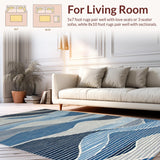 Ultra Soft Area Rug, Non Slip, Stain Resistant, Washable Area Rugs for Living Room, Bedroom, Chic Minimalist Abstract Aesthetic(Blue)