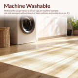 Ultra Soft Area Rug, Non Slip, Stain Resistant, Washable Area Rugs for Living Room, Bedroom, Boho Plaid Inspired Runner with an Artistic Intersecting Lines Design(Beige)
