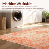 Ultra Soft Area Rug, Non Slip, Stain Resistant, Washable Area Rugs for Living Room, Bedroom, Earthy Tone Curvilinear Patterns(Orange)