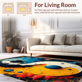 Ultra Soft Area Rug, Non Slip, Stain Resistant, Washable Area Rugs for Living Room, Bedroom, Colorful Yin Yang Bedroom Non-Slip Floor Mat(Black)