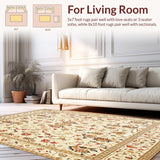 Ultra Soft Area Rug, Non Slip, Stain Resistant, Washable Area Rugs for Living Room, Bedroom, Sophisticated Beige Area Featuring Intricate Floral Design Elements(Beige)