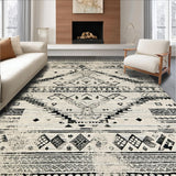 Ultra Soft Area Rug, Non Slip, Stain Resistant, Washable Area Rugs for Living Room, Bedroom, Vintage Geometric Black Tones(Gray)