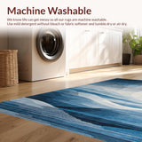 Ultra Soft Area Rug, Non Slip, Stain Resistant, Washable Area Rugs for Living Room, Bedroom, Sleek Neutral Hues with Fluid Patterns(Blue)