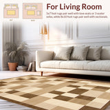 Ultra Soft Area Rug, Non Slip, Stain Resistant, Washable Area Rugs for Living Room, Bedroom, Chic Modern Geometric Texture(Beige)
