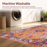 Ultra Soft Area Rug, Non Slip, Stain Resistant, Washable Area Rugs for Living Room, Bedroom, Lively Geometric Motif in Warm Tones(Orange)