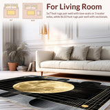 Ultra Soft Area Rug, Non Slip, Stain Resistant, Washable Area Rugs for Living Room, Bedroom, Edgy Minimalist Linear Design(Gold)