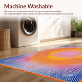 Ultra Soft Area Rug, Non Slip, Stain Resistant, Washable Area Rugs for Living Room, Bedroom, Dynamic Colorful Geometric Fusion(Orange)