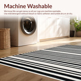 Ultra Soft Area Rug, Non Slip, Stain Resistant, Washable Area Rugs for Living Room, Bedroom, Modern Black And White Stripe Rug: Geometric Entryway Decor(Black)