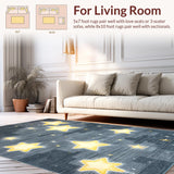 Ultra Soft Area Rug, Non Slip, Stain Resistant, Washable Area Rugs for Living Room, Bedroom, Celestial Nighttime Star Motif(Gray)