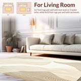 Contemporary Beige Featuring Abstract Wave Motifs(Beige)