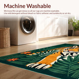 Ultra Soft Area Rug, Non Slip, Stain Resistant, Washable Area Rugs for Living Room, Bedroom, Elegant Earthy Animal Print Theme(Orange)
