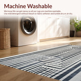 Ultra Soft Area Rug, Non Slip, Stain Resistant, Washable Area Rugs for Living Room, Bedroom, Contemporary Black and White Patterned Area Rug for Modern Patios(Black)