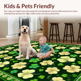 Ultra Soft Area Rug, Non Slip, Stain Resistant, Washable Area Rugs for Living Room, Bedroom, Elegant Seasonal Leaf Pattern(Green)