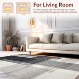 Ultra Soft Area Rug, Non Slip, Stain Resistant, Washable Area Rugs for Living Room, Bedroom, Sophisticated Modern Linear Composition(Gray)