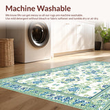 Ultra Soft Area Rug, Non Slip, Stain Resistant, Washable Area Rugs for Living Room, Bedroom, Chic Vintage Botanical Lace Pattern(White)