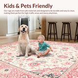 Ultra Soft Area Rug, Non Slip, Stain Resistant, Washable Area Rugs for Living Room, Bedroom, Contemporary Floral Infusion Style(White)