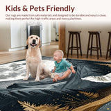 Ultra Soft Area Rug, Non Slip, Stain Resistant, Washable Area Rugs for Living Room, Bedroom, Sophisticated Vintage Mountain Landscape(Gray)