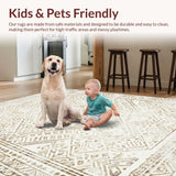 Ultra Soft Area Rug, Non Slip, Stain Resistant, Washable Area Rugs for Living Room, Bedroom, Chic Curvilinear Warm Hues(Beige)