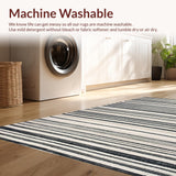 Ultra Soft Area Rug, Non Slip, Stain Resistant, Washable Area Rugs for Living Room, Bedroom, Modern Black White Striped Area Rug(Black)