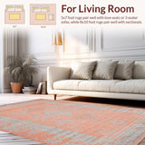 Ultra Soft Area Rug, Non Slip, Stain Resistant, Washable Area Rugs for Living Room, Bedroom, Transitional Striped Pastel Elegance(Orange)
