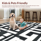 Ultra Soft Area Rug, Non Slip, Stain Resistant, Washable Area Rugs for Living Room, Bedroom, Washable Area Rug Black & White Contemporary Design(Black)