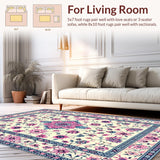 Ultra Soft Area Rug, Non Slip, Stain Resistant, Washable Area Rugs for Living Room, Bedroom, Stylish Pink and Cream Floral Blend(Beige)