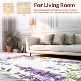 Ultra Soft Area Rug, Non Slip, Stain Resistant, Washable Area Rugs for Living Room, Bedroom, Rustic Vintage Botanical Flair(Purple)