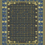 Ultra Soft Area Rug, Non Slip, Stain Resistant, Washable Area Rugs for Living Room, Bedroom, Elegant Geometric Area Featuring Blue and Gold Floral(Blue)