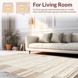 Ultra Soft Area Rug, Non Slip, Stain Resistant, Washable Area Rugs for Living Room, Bedroom, Contemporary Light Brown Textured Layers(Beige)