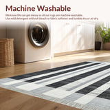 Ultra Soft Area Rug, Non Slip, Stain Resistant, Washable Area Rugs for Living Room, Bedroom, Black White Stripe Floor Rug(Gray)