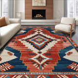 Ultra Soft Area Rug, Non Slip, Stain Resistant, Washable Area Rugs for Living Room, Bedroom, Modern Southwestern Entryway Non-Shedding Decor Rug(Red)