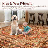 Ultra Soft Area Rug, Non Slip, Stain Resistant, Washable Area Rugs for Living Room, Bedroom, Chic Ogee Inspired Composition(Brown)