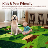 Ultra Soft Area Rug, Non Slip, Stain Resistant, Washable Area Rugs for Living Room, Bedroom, Cheerful Leafy Canopy Theme(Green)