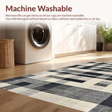 Ultra Soft Area Rug, Non Slip, Stain Resistant, Washable Area Rugs for Living Room, Bedroom, Chic Vintage Monochrome Motif(Gray)