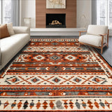 Ultra Soft Area Rug, Non Slip, Stain Resistant, Washable Area Rugs for Living Room, Bedroom, Intricate Southwestern Patterned Elegance(Red)
