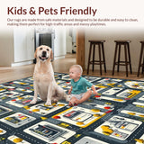 Ultra Soft Area Rug, Non Slip, Stain Resistant, Washable Area Rugs for Living Room, Bedroom, Dynamic Street Scene Playful Layout(Gray)