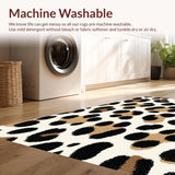 Ultra Soft Area Rug, Non Slip, Stain Resistant, Washable Area Rugs for Living Room, Bedroom, Black Ivory Animal Print Hallway Runner Rug(Beige)