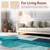 Ultra Soft Area Rug, Non Slip, Stain Resistant, Washable Area Rugs for Living Room, Bedroom, Teal and Grey Washable Bedroom Carpet(Green)