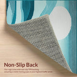 Ultra Soft Area Rug, Non Slip, Stain Resistant, Washable Area Rugs for Living Room, Bedroom, Sleek Minimalist Grey Linear Forms(Blue)
