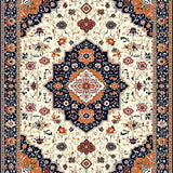Ultra Soft Area Rug, Non Slip, Stain Resistant, Washable Area Rugs for Living Room, Bedroom, Chic Vintage Tiled Design(White)