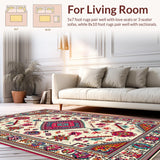 Ultra Soft Area Rug, Non Slip, Stain Resistant, Washable Area Rugs for Living Room, Bedroom, Non Slip Colorful Kitchen Area Rug for Families(White)