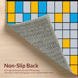 Ultra Soft Area Rug, Non Slip, Stain Resistant, Washable Area Rugs for Living Room, Bedroom, Lively Modern Patterned Play Zone(Blue)