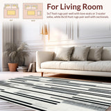 Ultra Soft Area Rug, Non Slip, Stain Resistant, Washable Area Rugs for Living Room, Bedroom, Chic Black And White Stripe Rug: Modern Front Door Welcome Mat(Gray)