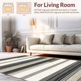Ultra Soft Area Rug, Non Slip, Stain Resistant, Washable Area Rugs for Living Room, Bedroom, Minimalist Color-Infused Stripe Theme(Gray)