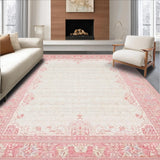 Ultra Soft Area Rug, Non Slip, Stain Resistant, Washable Area Rugs for Living Room, Bedroom, Preppy Scallop-Edged Bow Rug with Refined Curves and Ribbon(Ivory)
