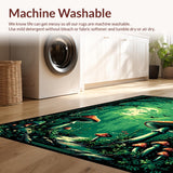 Ultra Soft Area Rug, Non Slip, Stain Resistant, Washable Area Rugs for Living Room, Bedroom, Elegant Black Floral Aesthetic(Green)