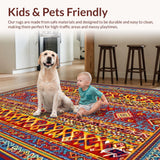 Ultra Soft Area Rug, Non Slip, Stain Resistant, Washable Area Rugs for Living Room, Bedroom, Cheerful Handcrafted Tassel Design(Red)