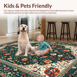 Ultra Soft Area Rug, Non Slip, Stain Resistant, Washable Area Rugs for Living Room, Bedroom, Elegant Spring Garden Aesthetic(Green)