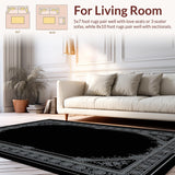 Ultra Soft Area Rug, Non Slip, Stain Resistant, Washable Area Rugs for Living Room, Bedroom, Gothic Silhouette Black Elegance(Gray)